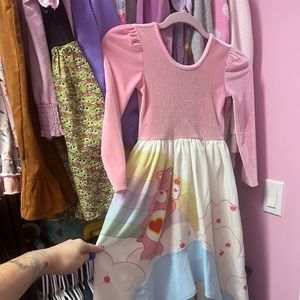 Pleiades Care Bears velvet long sleeve high-low dress size 8. Share bear!